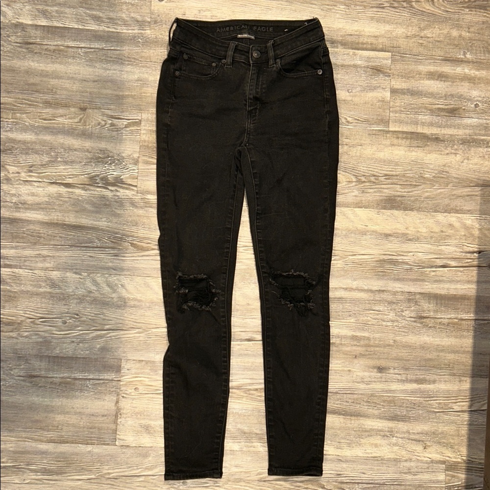 American Eagle Outfitters Black Ripped Skinny Jeans